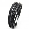Trendy leather bracelet - multilayer braided rope - metal clasp - unisex
