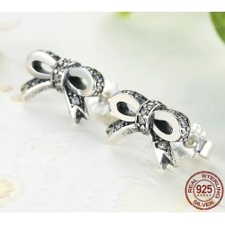 Crystal bowknot earrings - 925 sterling silver