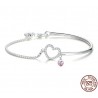 Crystal bracelet - with mini hearts - 925 sterling silver