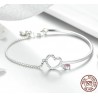Crystal bracelet - with mini hearts - 925 sterling silver