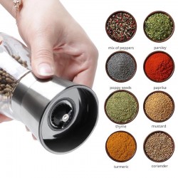 Salt / pepper / herbs grinder - with adjustable coarseness - stainless steel