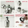 Salt / pepper manual grinder - faucet valve shape - stainless steel