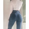 Sexy slim jeans - high waist - with zipper / side tiesPants