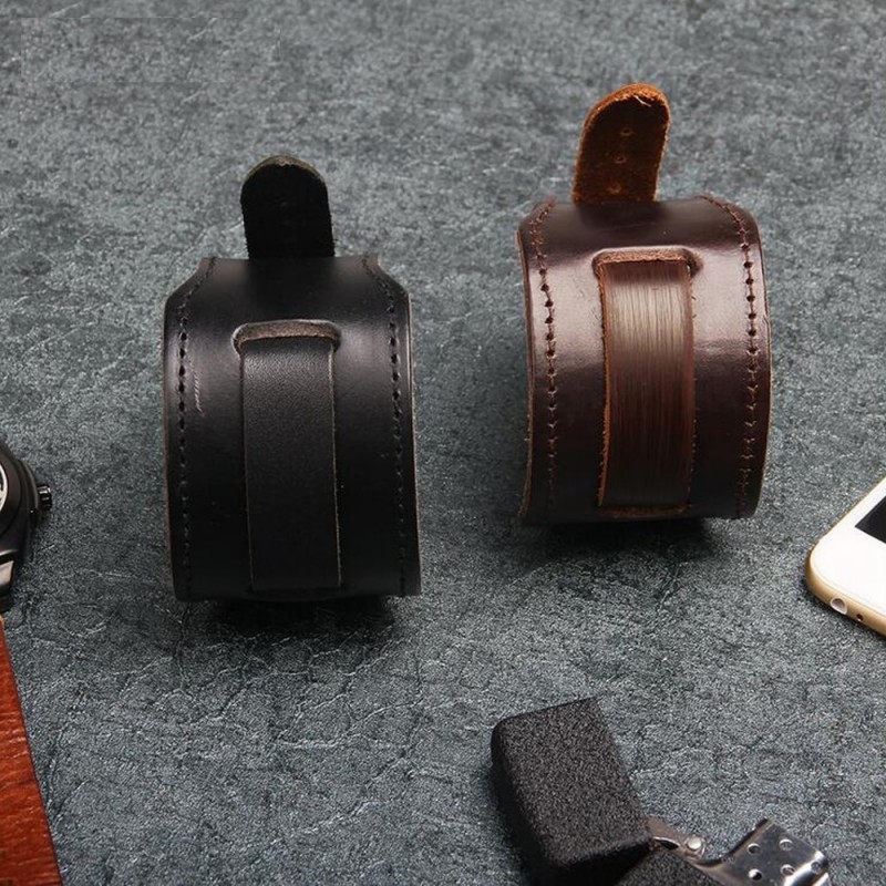 Genuine leather wide bracelet - adjustable buckle