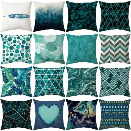 Cushion cover - teal blue color - polyester - 45 * 45 cm