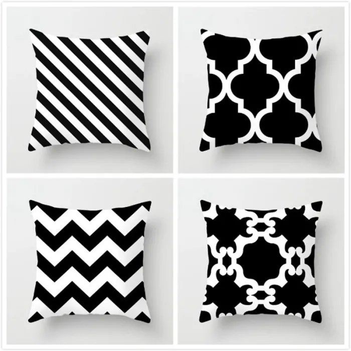 Cushion cover - black / white geometric style - 45 * 45cmCushion covers