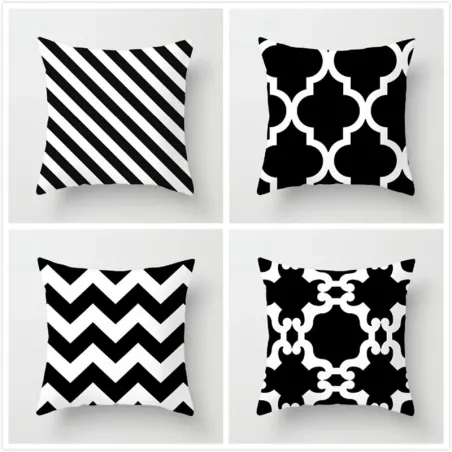 Cushion cover - black / white geometric style - 45 * 45cmCushion covers