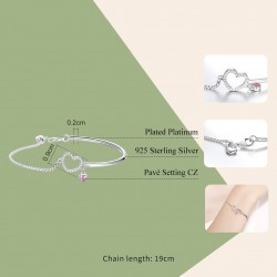 Crystal bracelet - with mini hearts - 925 sterling silver