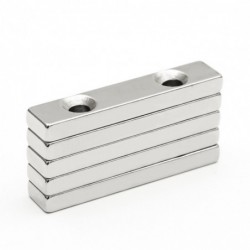 N35 - neodymium magnet - rectangular - with double 5mm holes - 50 * 10 * 5mm - 3 pieces
