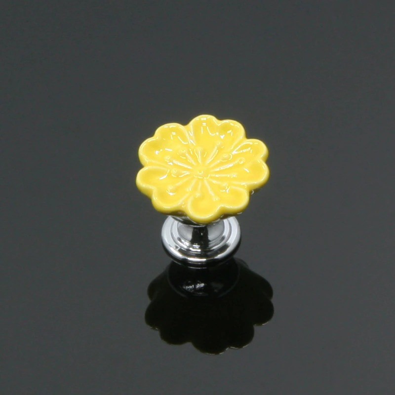 Orchid shaped furniture knobs - handles - ceramic