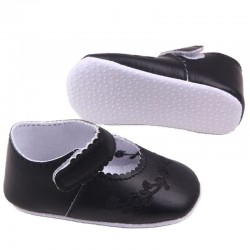 Leather shoes - with flower design - for newborns / babies