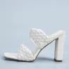 Fashionable sandals - thick heel - weaved leather designSandals