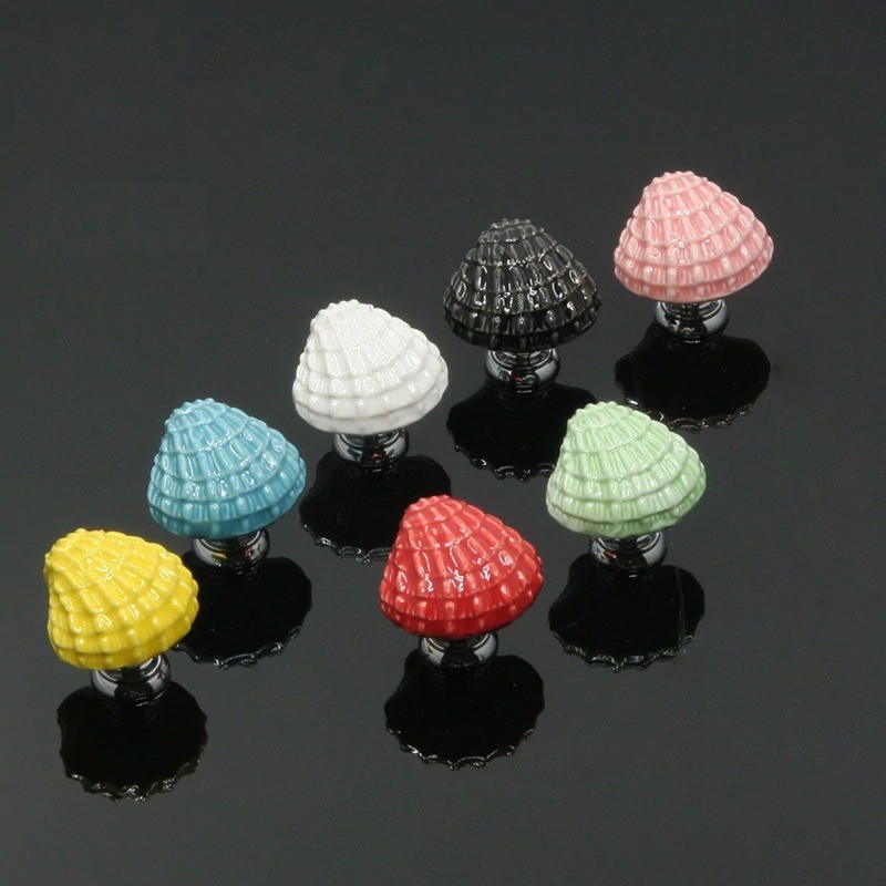 Seashell shaped furniture knobs - ceramic handles