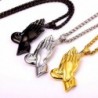 Praying hands pendant - with necklace - stainless steel