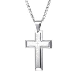 Cross with prayers - necklace - stainless steel
