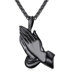 Praying hands pendant - with necklace - stainless steel
