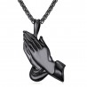 Praying hands pendant - with necklace - stainless steel