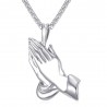 Praying hands pendant - with necklace - stainless steel