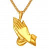 Praying hands pendant - with necklace - stainless steel