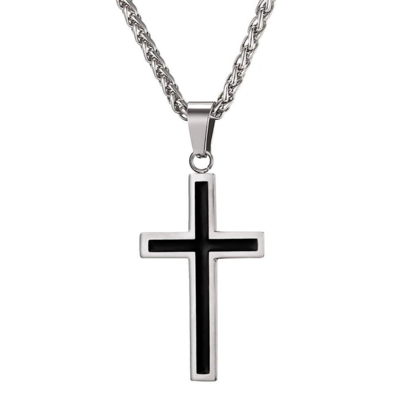 Necklace with cross pendant - stainless steelNecklaces