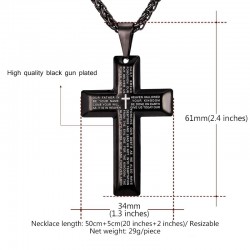 Cross with prayers - necklace - stainless steel