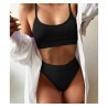 Sexy ribbed bikini set - high waistBeachwear