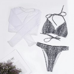 Sexy bikini set - long sleeve top - high / low waist - 3 piecesBeachwear