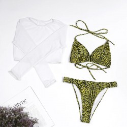 Sexy bikini set - long sleeve top - high / low waist - 3 piecesBeachwear