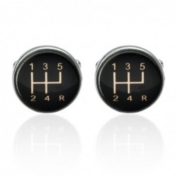 Car black gearbox - round cufflinks
