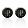 Car black gearbox - round cufflinks