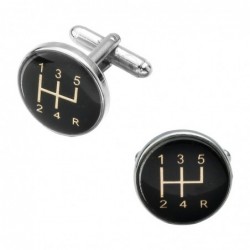 Car black gearbox - round cufflinks