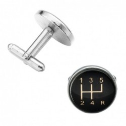 Car black gearbox - round cufflinks