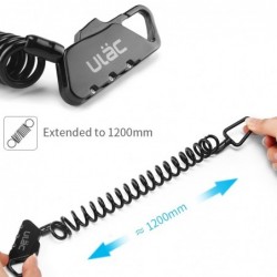 Mini cadeado para bicicleta - antifurto - corda extensível - combinação de 3 dígitos - 1200mm