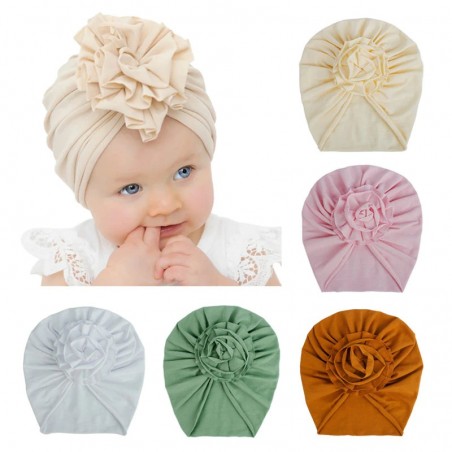Thin hat / turban with flower knot - for girls