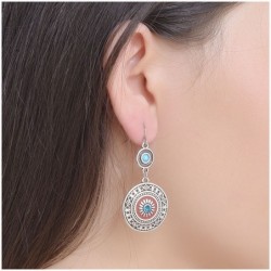 Vintage ethnic style earrings - with rhinestones / red enamelEarrings