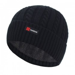 Thick knitted hat - with plush inside - unisex
