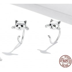 Earrings with small kitty - 925 sterling silverEarrings