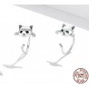 Earrings with small kitty - 925 sterling silverEarrings