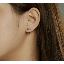 Earrings with small kitty - 925 sterling silverEarrings