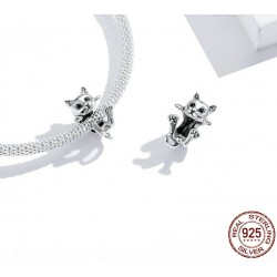 Little kitten - pendant / charm for bracelet - 925 sterling silver
