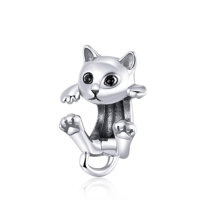 Little kitten - pendant / charm for bracelet - 925 sterling silver