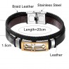 Vintage cross bracelet - stainless steel / leather - with metal clasp