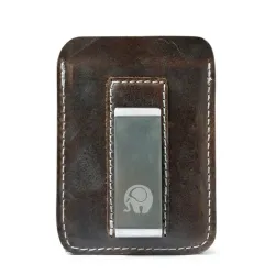 Slim leather wallet - with metal clip - money holderWallets