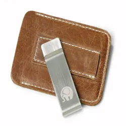 Slim leather wallet - with metal clip - money holderWallets