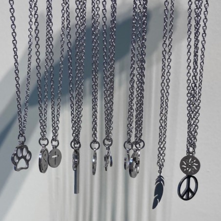 Stainless steel necklaces - long chain - sun / compass/ paw / yin yang