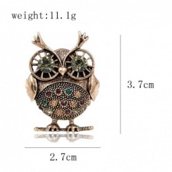 Retro big eyes owl - brooch with crystal decorations