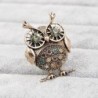 Retro big eyes owl - brooch with crystal decorations