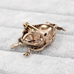 Retro big eyes owl - brooch with crystal decorations