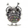 Retro big eyes owl - brooch with crystal decorations