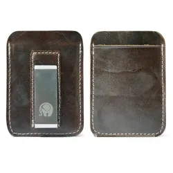 Slim leather wallet - with metal clip - money holderWallets